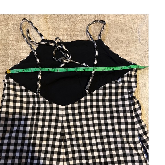 AnthropologieGingham Mini Dress Black White Checkered Tie Back Shift - Picture 4 of 5